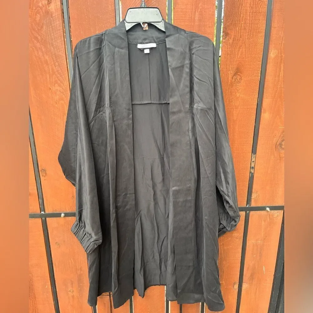 Lunya Washable Silk Robe Immersed Black Size L/XL NEW